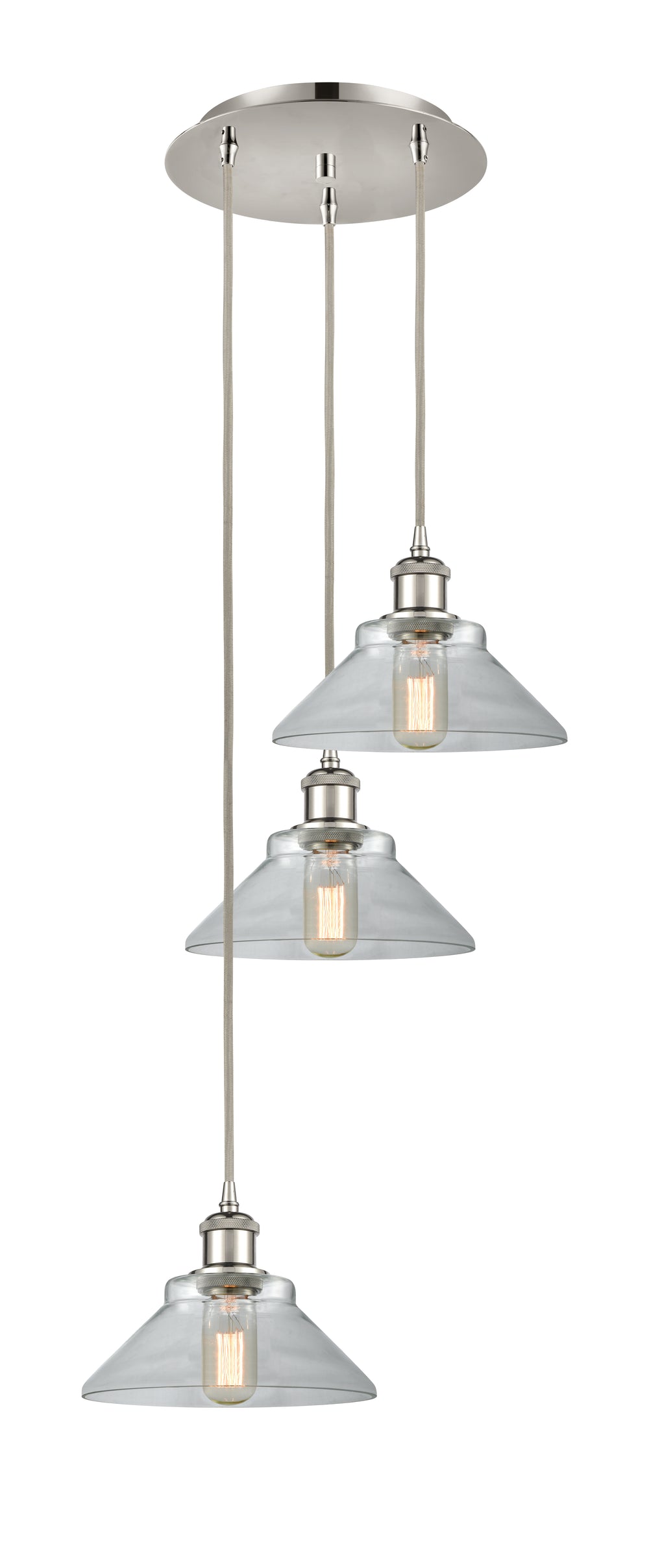 Innovations Lighting Orwell 9" Multi Pendant - Polished Nickel Pendants Innovations Lighting Clear ; Glass Type: Clear  