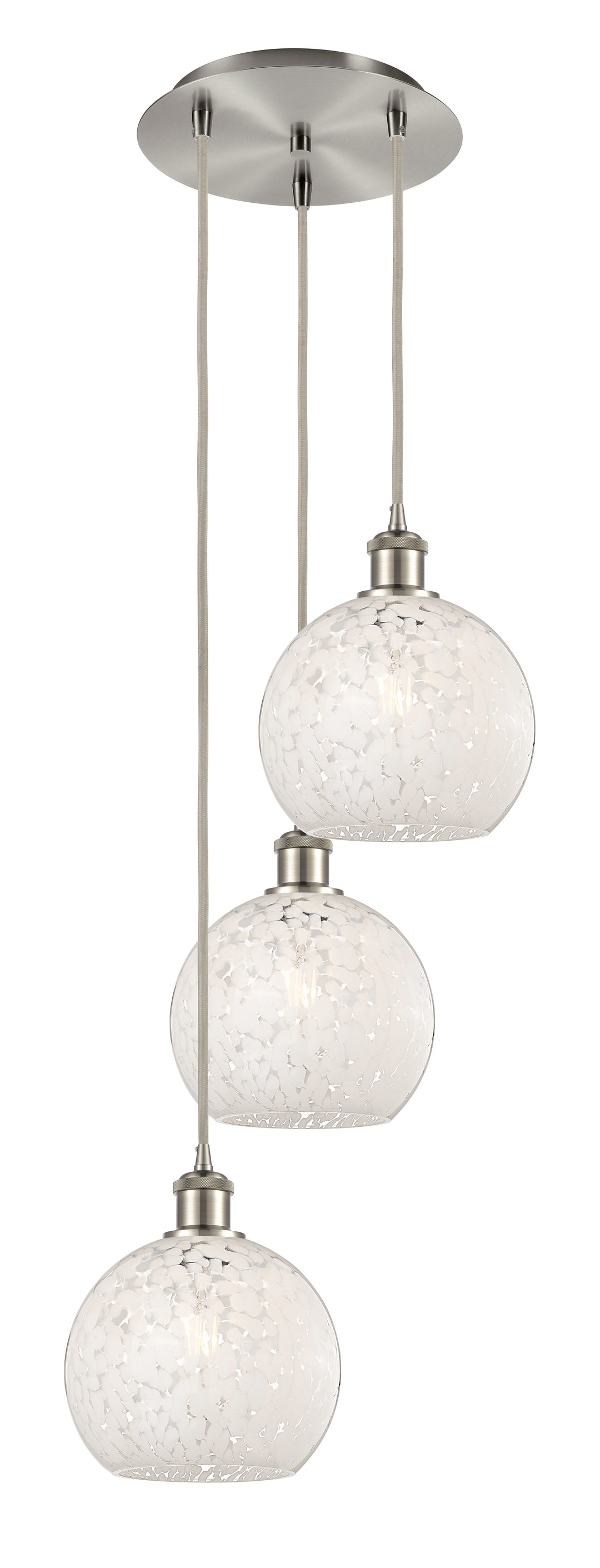 Innovations Lighting White Mouchette 8" Multi Pendant - Brushed Satin Nickel