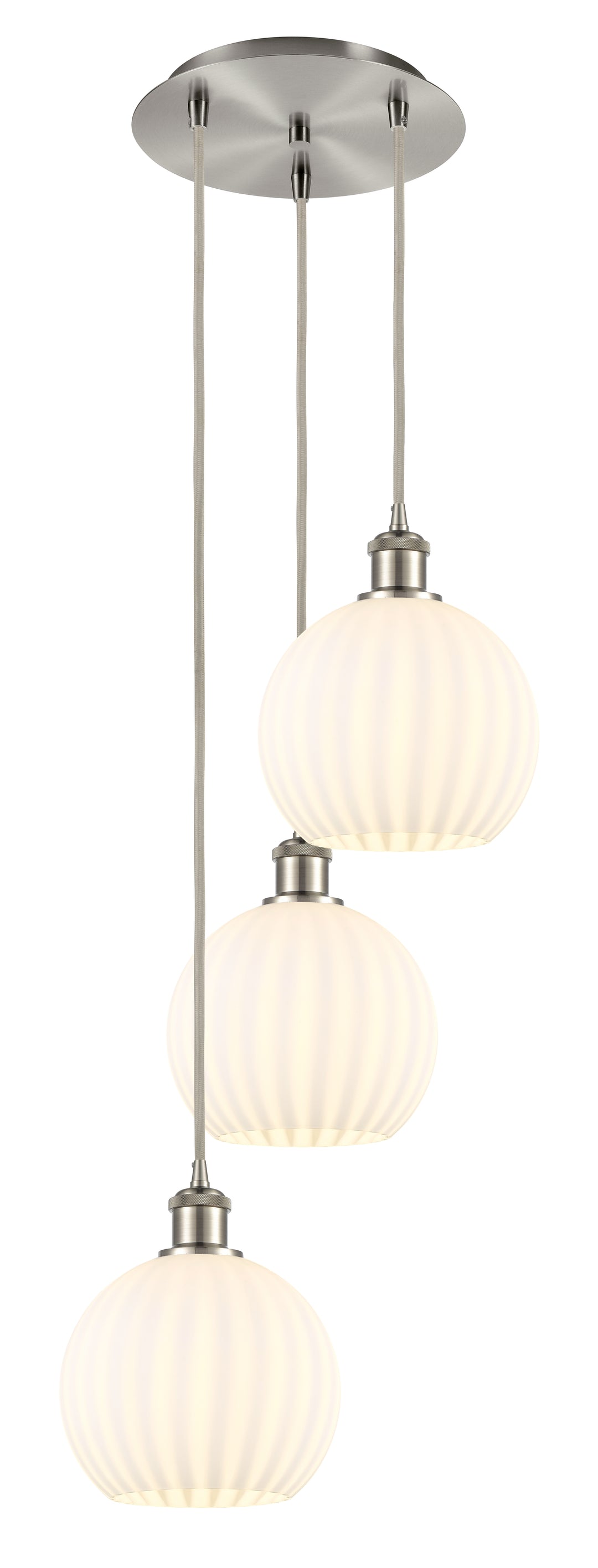 Innovations Lighting White Venetian 8" Multi Pendant - Brushed Satin Nickel