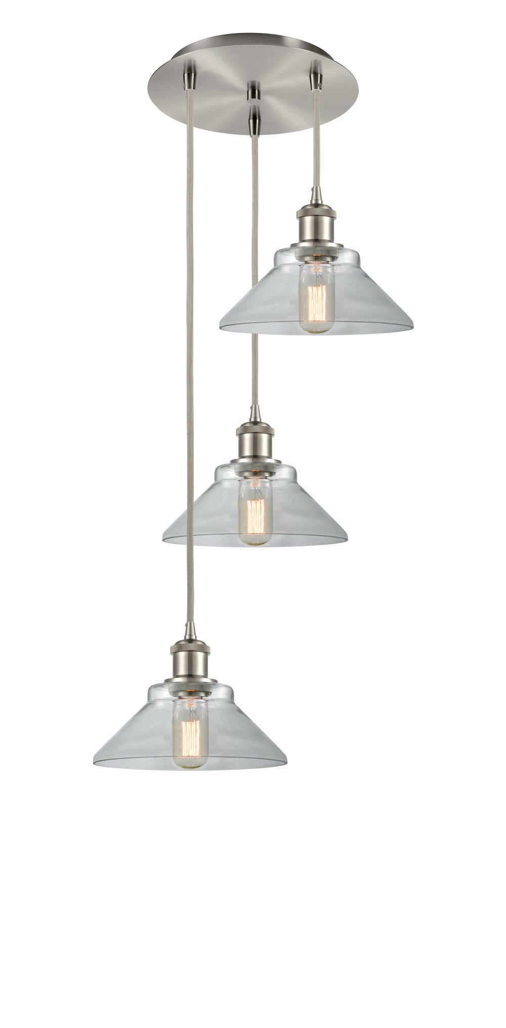 Innovations Lighting Orwell 9" Multi Pendant - Brushed Satin Nickel Pendants Innovations Lighting Clear ; Glass Type: Clear  