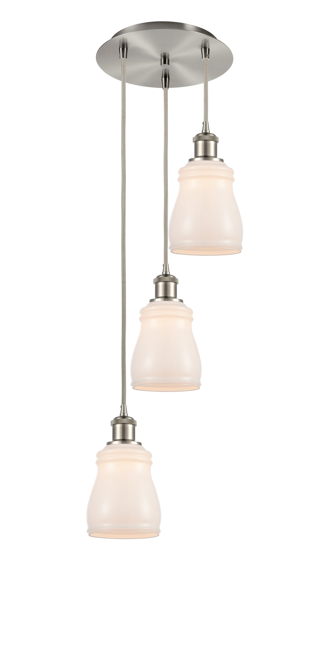 Innovations Lighting Ellery 5" Multi Pendant - Brushed Satin Nickel Pendants Innovations Lighting White ; Glass Type: White  