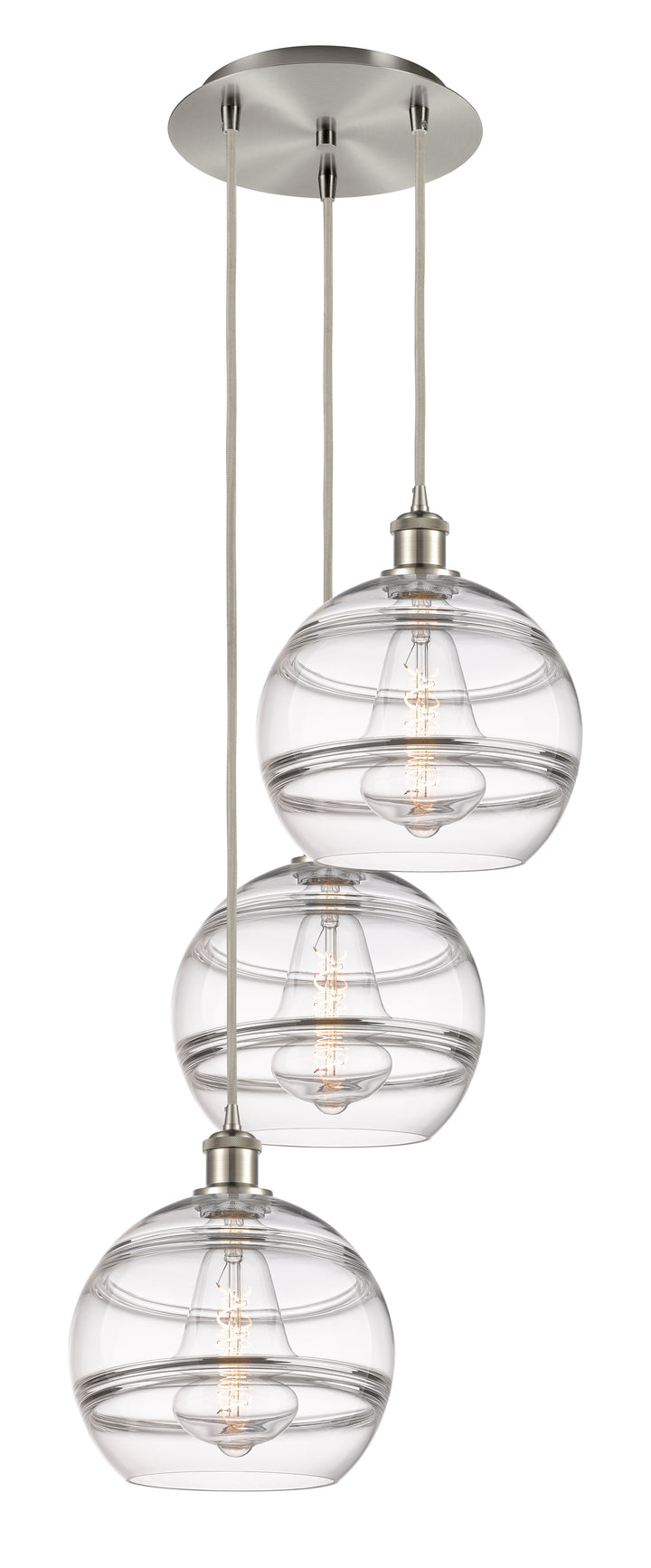 Innovations Lighting Rochester 10" Multi Pendant - Brushed Satin Nickel Pendants Innovations Lighting Clear ; Glass Type: Clear  