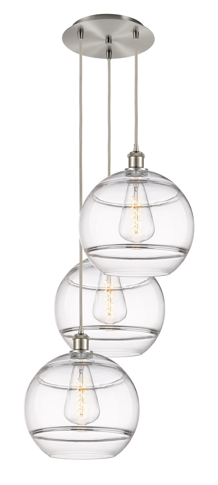 Innovations Lighting Rochester 12" Multi Pendant - Brushed Satin Nickel Pendants Innovations Lighting Clear ; Glass Type: Clear  