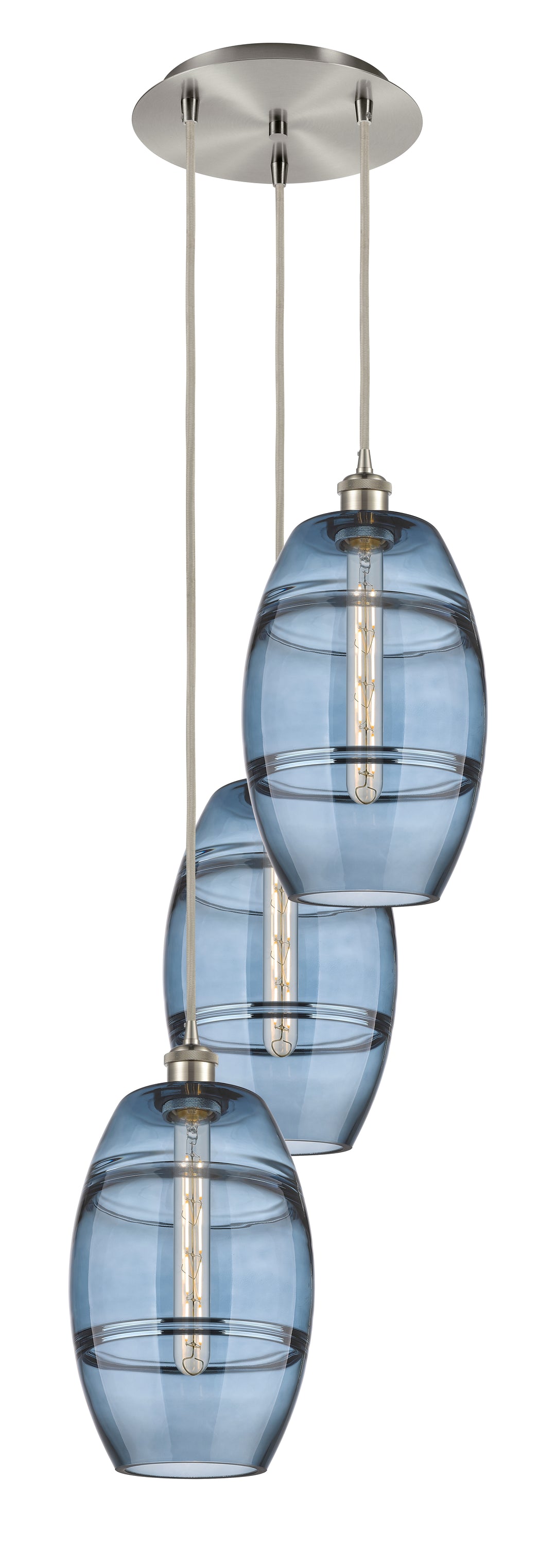 Innovations Lighting Vaz 8" Multi Pendant - Brushed Satin Nickel Pendants Innovations Lighting Blue  ; Glass Type: Blue  