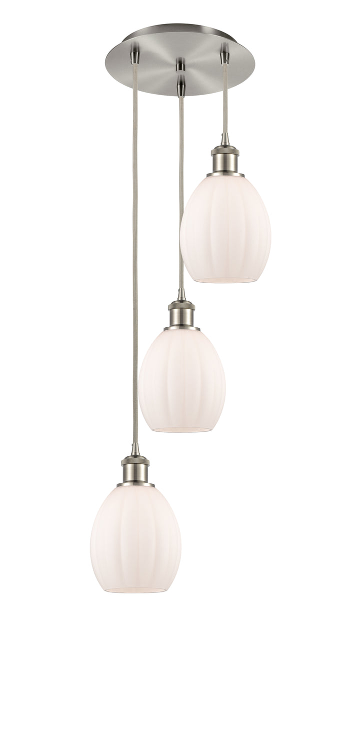 Innovations Lighting Eaton 5.5" Multi Pendant - Brushed Satin Nickel Pendants Innovations Lighting Matte White ; Glass Type: White; Ribbed  