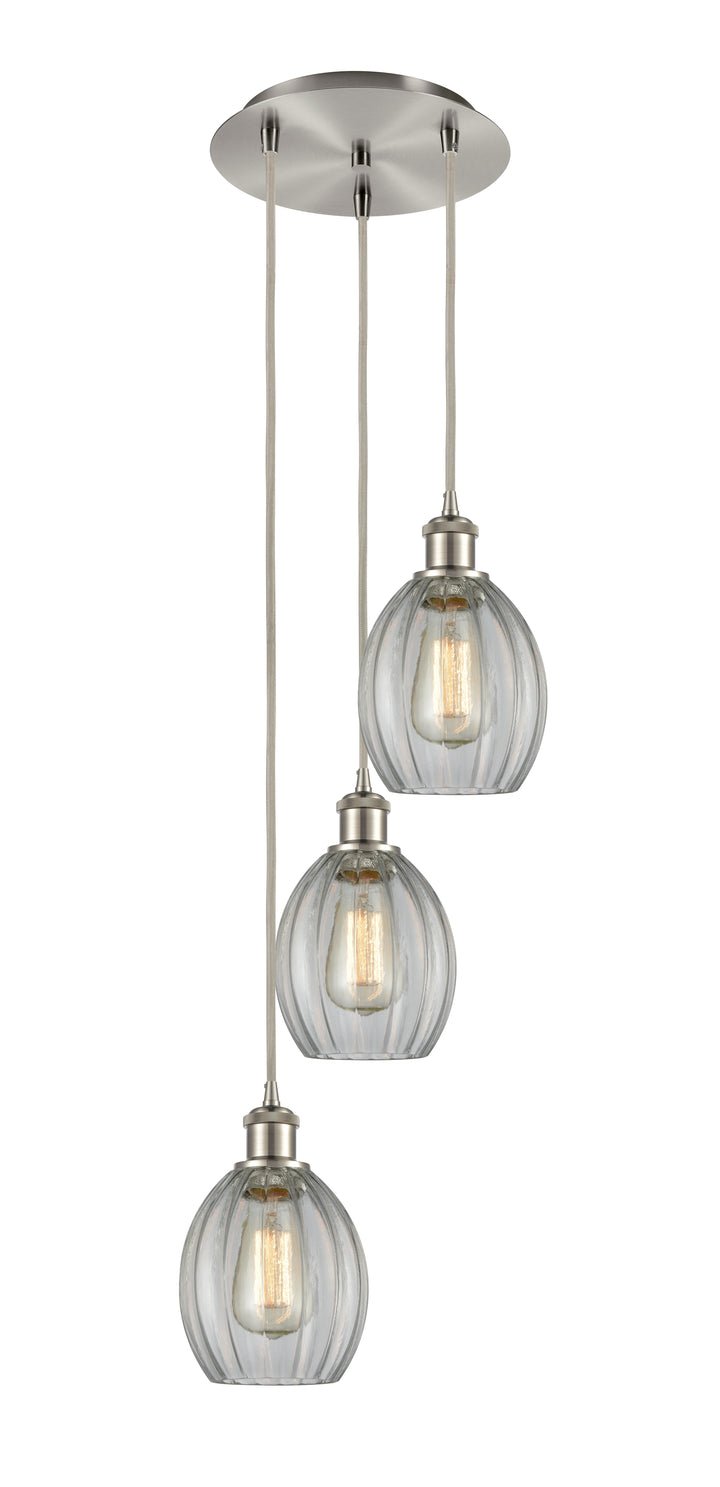 Innovations Lighting Eaton 5.5" Multi Pendant - Brushed Satin Nickel Pendants Innovations Lighting Clear ; Glass Type: Transparent; Ribbed  