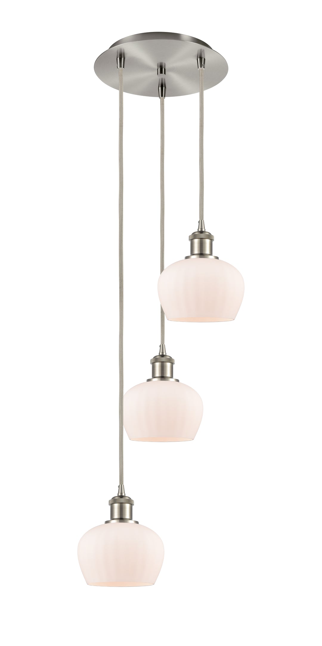 Innovations Lighting Fenton 6.5" Multi Pendant - Brushed Satin Nickel Pendants Innovations Lighting Matte White ; Glass Type: White; Ribbed  