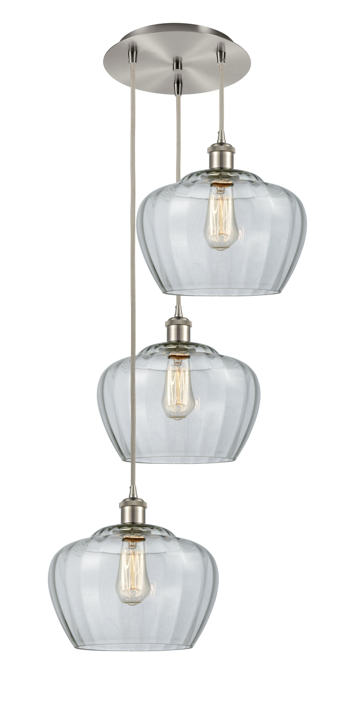 Innovations Lighting Fenton 11" Multi Pendant - Brushed Satin Nickel Pendants Innovations Lighting Clear ; Glass Type: Transparent; Ribbed  