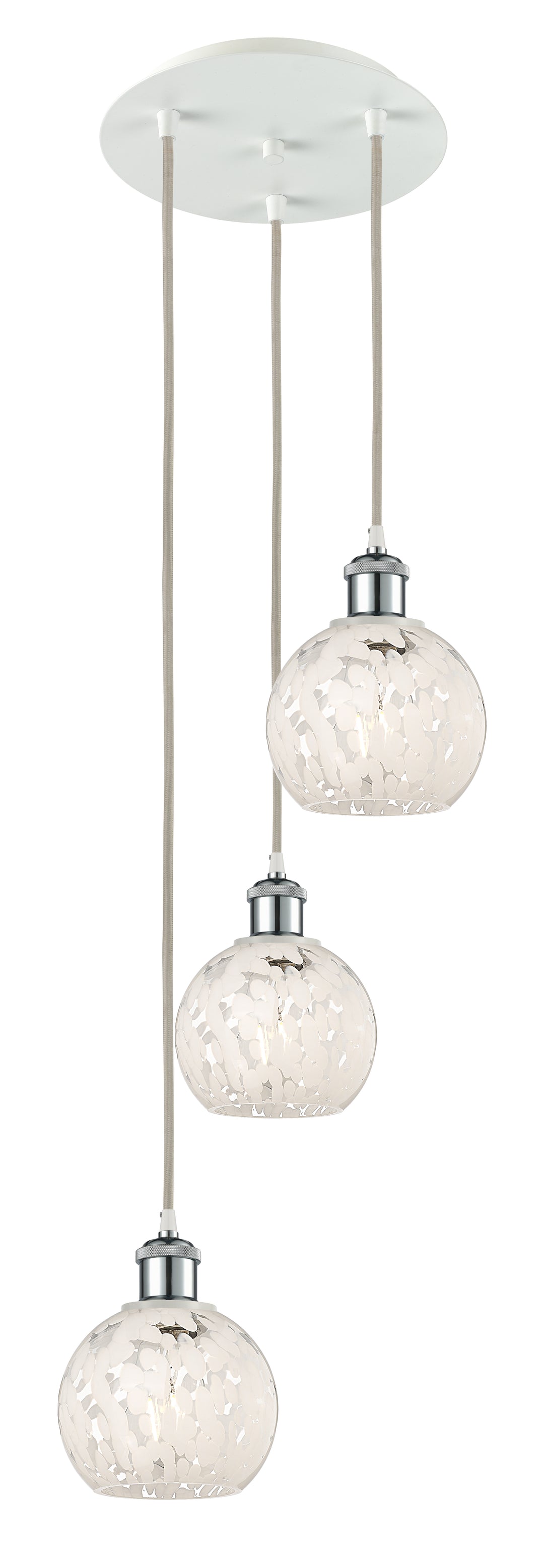 Innovations Lighting White Mouchette 6" Multi Pendant - White Polished Chrome Pendants Innovations Lighting White Mouchette ; Glass Type: White  