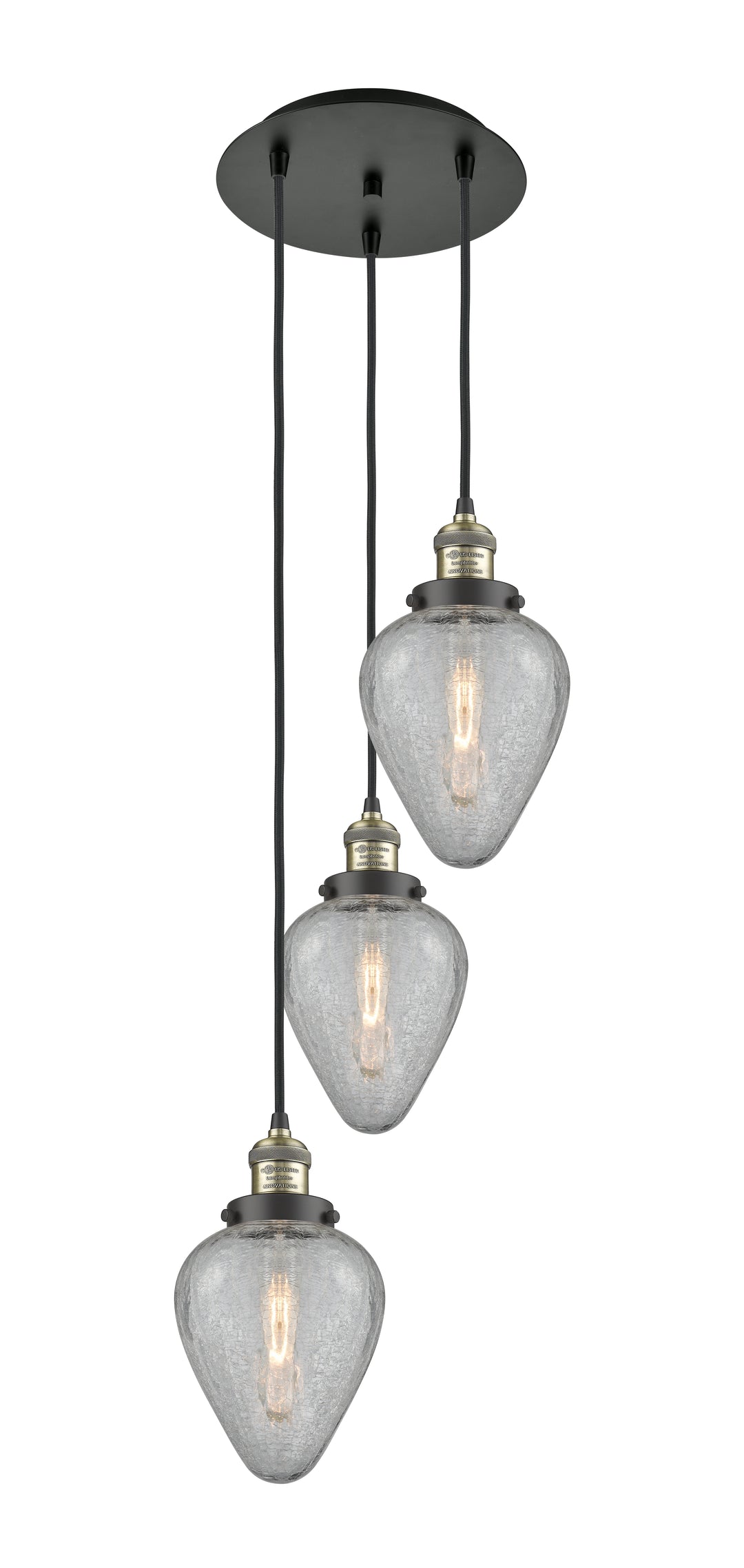 Innovations Lighting Geneseo 6" Multi Pendant - Black Antique Brass Pendants Innovations Lighting Clear Crackled ; Glass Type: Crackled  