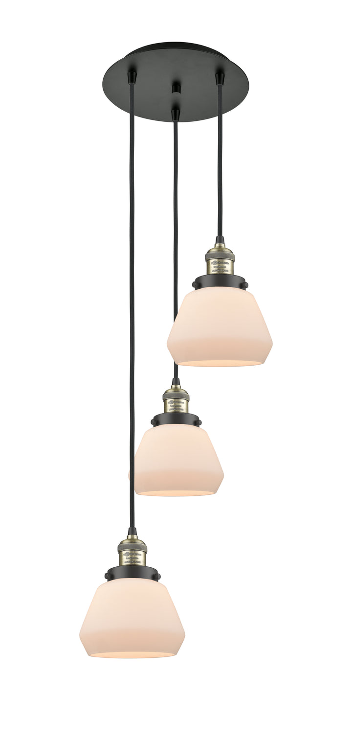 Innovations Lighting Fulton 7" Multi Pendant - Black Antique Brass Pendants Innovations Lighting Matte White ; Glass Type: Frosted  