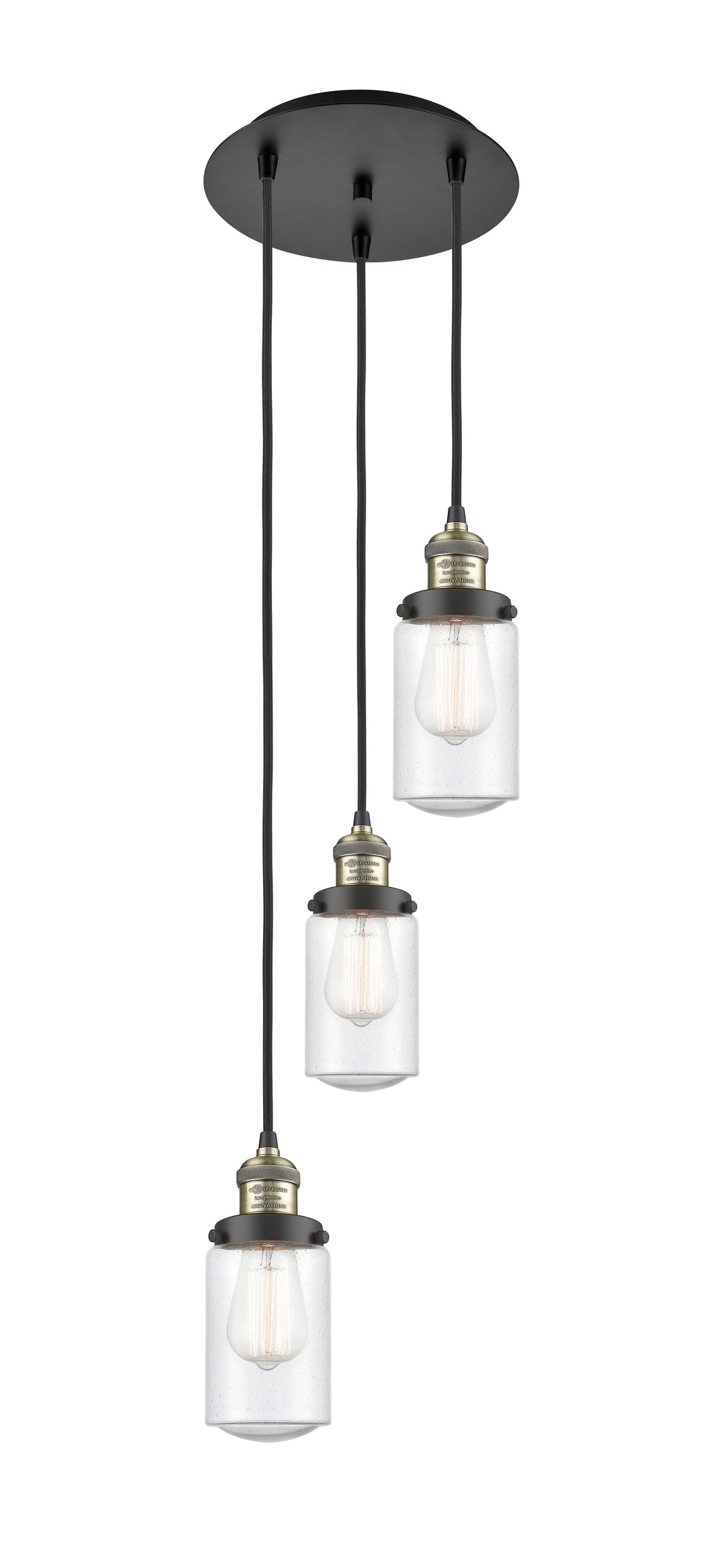 Innovations Lighting Dover 4.5" Multi Pendant - Black Antique Brass Pendants Innovations Lighting Seedy ; Glass Type: Seedy  