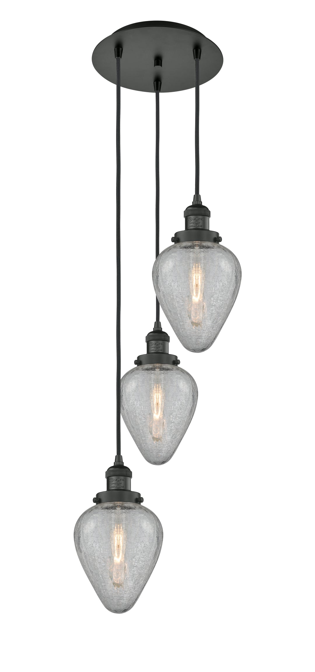 Innovations Lighting Geneseo 6" Multi Pendant - Matte Black Pendants Innovations Lighting Clear Crackled ; Glass Type: Crackled  