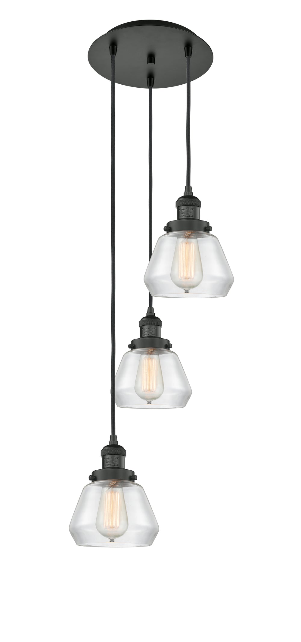 Innovations Lighting Fulton 7" Multi Pendant - Matte Black Pendants Innovations Lighting Clear ; Glass Type: Transparent  