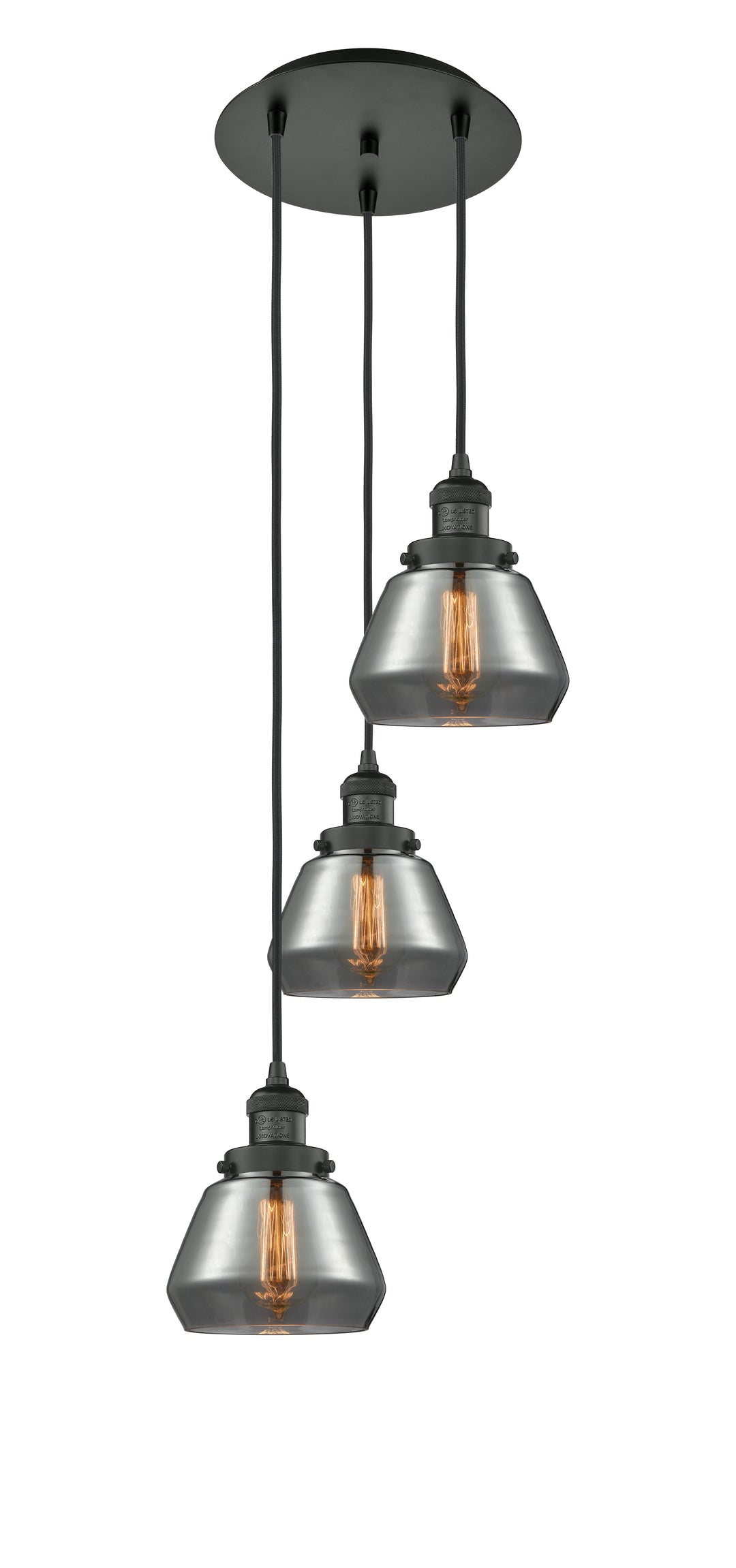 Innovations Lighting Fulton 7" Multi Pendant - Matte Black Pendants Innovations Lighting Light Smoke ; Glass Type: Smoked  