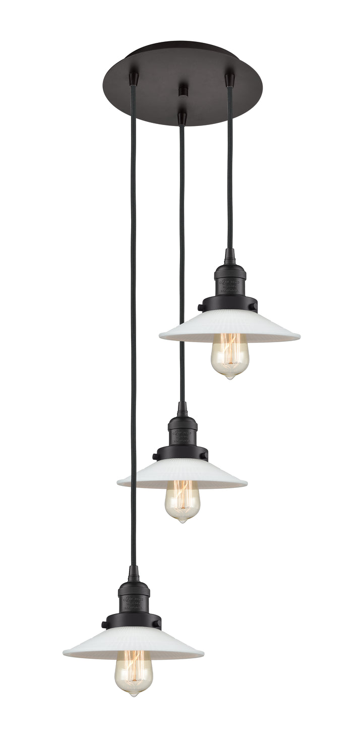 Innovations Lighting Halophane 9" Multi Pendant - Oil Rubbed Bronze Pendants Innovations Lighting Matte White Halophane ; Glass Type: Frosted  