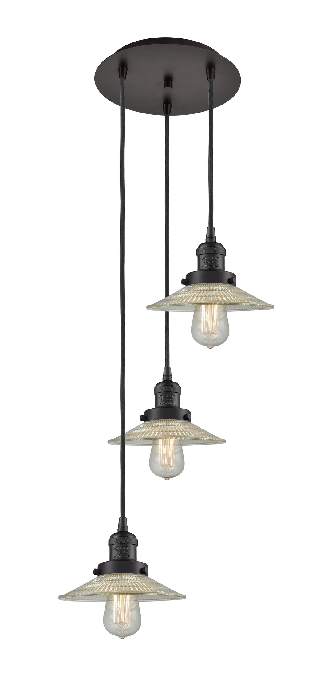 Innovations Lighting Halophane 9" Multi Pendant - Oil Rubbed Bronze Pendants Innovations Lighting Clear Halophane ; Glass Type: Transparent  