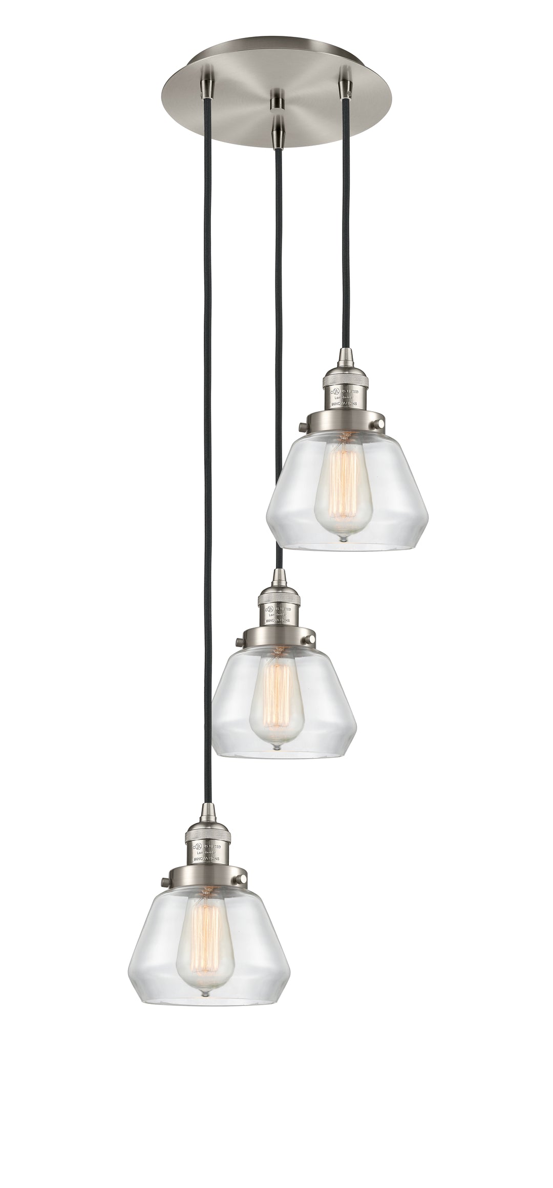 Innovations Lighting Fulton 7" Multi Pendant - Brushed Satin Nickel Pendants Innovations Lighting Clear ; Glass Type: Transparent  