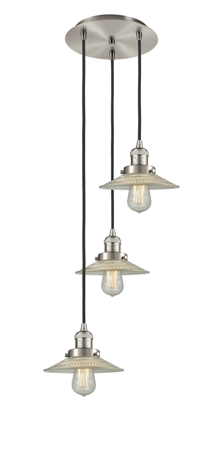 Innovations Lighting Halophane 9" Multi Pendant - Brushed Satin Nickel Pendants Innovations Lighting Clear Halophane ; Glass Type: Transparent  