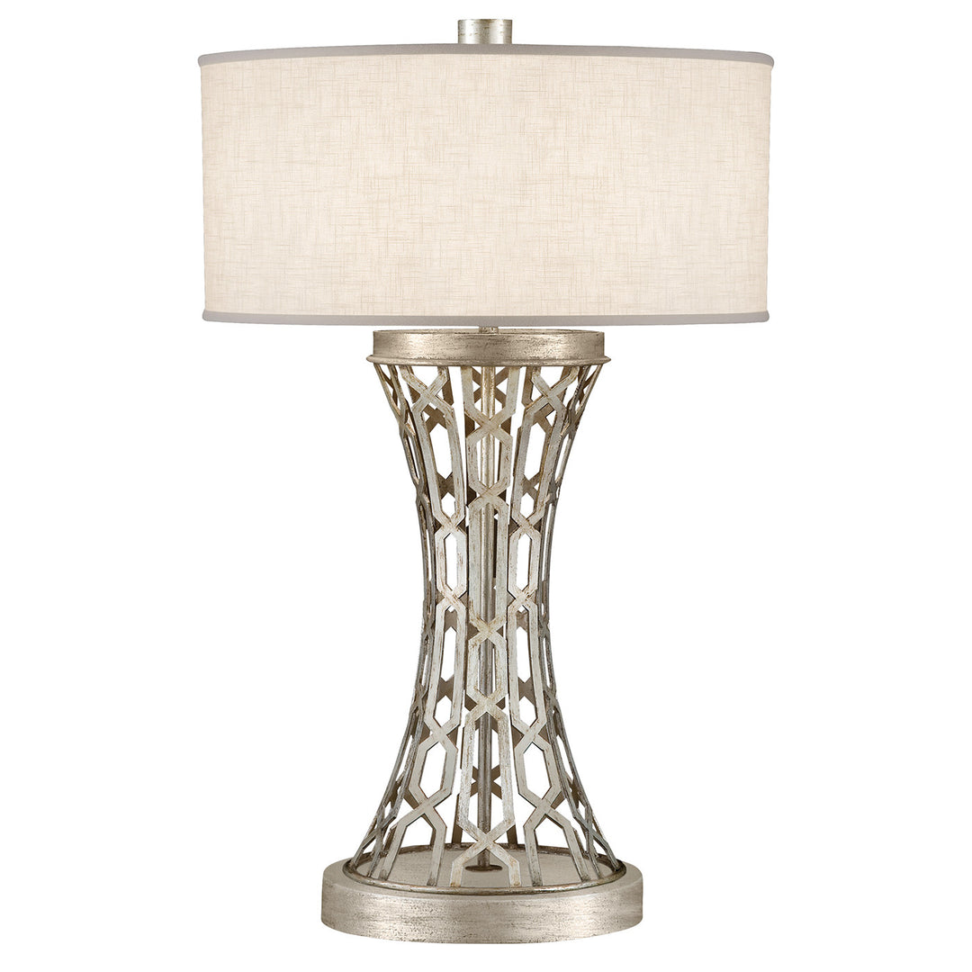 Fine Art Handcrafted Lighting Allegretto 32"H Table Lamp in Silver Leaf with Brown Highlights w/White Linen Shade (784910ST)
