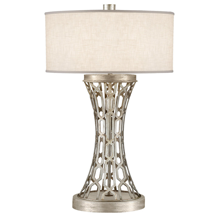 Fine Art Handcrafted Lighting Allegretto 32"H Table Lamp in Silver Leaf with Brown Highlights w/White Linen Shade (784910ST)