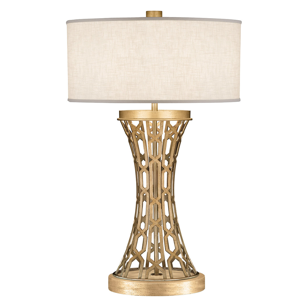 Fine Art Handcrafted Lighting Allegretto 32"H Table Lamp in Gold Leaf with Brown Highlights w/White Linen Shade (784910-2ST)