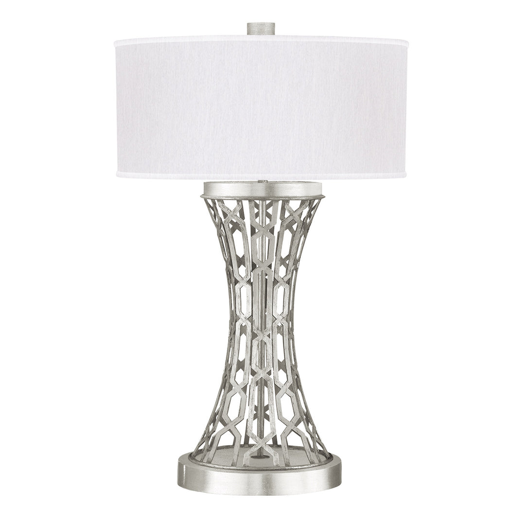 Fine Art Handcrafted Lighting Allegretto 32"H Table Lamp in Standard Silver Leaf w/White Fabric Shade (784910-SF41)