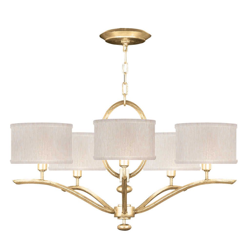 Fine Art Handcrafted Lighting Allegretto 29"W Round Chandelier in Standard Gold Leaf w/Champagne Fabric Shades (785440-SF33)