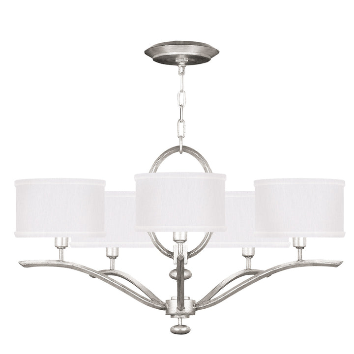 Fine Art Handcrafted Lighting Allegretto 29"W Round Chandelier in Standard Silver Leaf w/White Fabric Shades (785440-SF41)