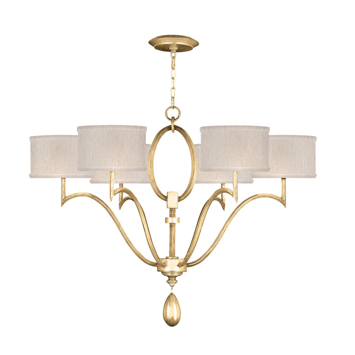 Fine Art Handcrafted Lighting Allegretto 39"W Round Chandelier in Standard Gold Leaf w/Champagne Fabric Shades (785840-SF33)