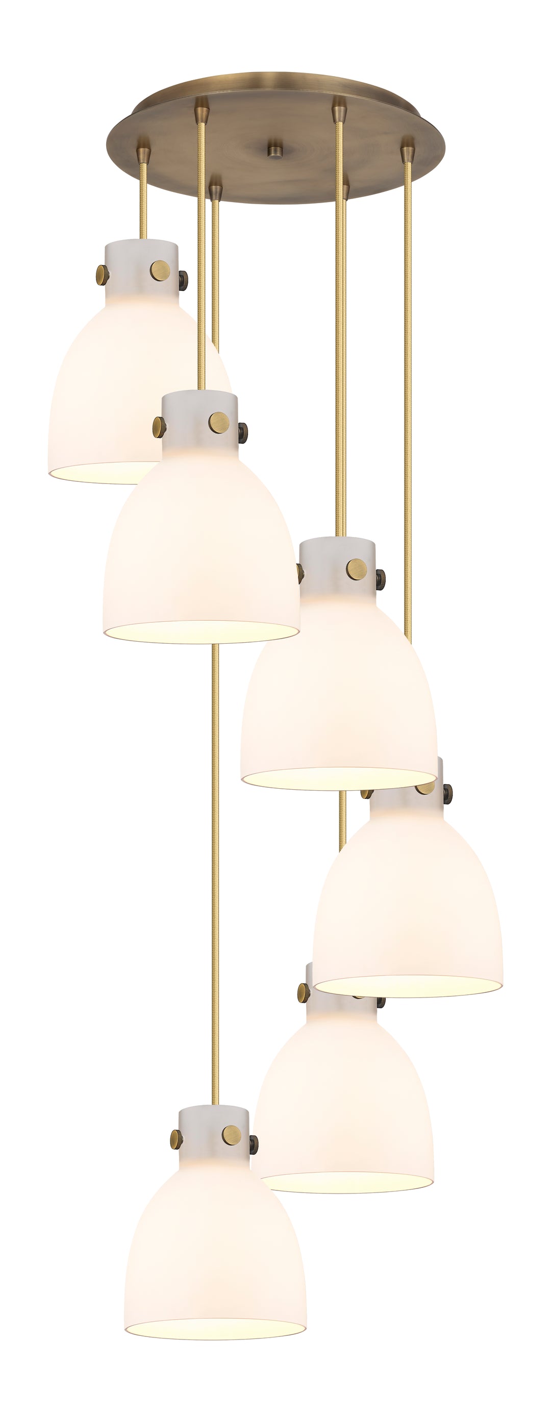 Innovations Lighting Newton Bell 8" Multi Pendant - Brushed Brass Pendants Innovations Lighting White ; Glass Type: Frosted  