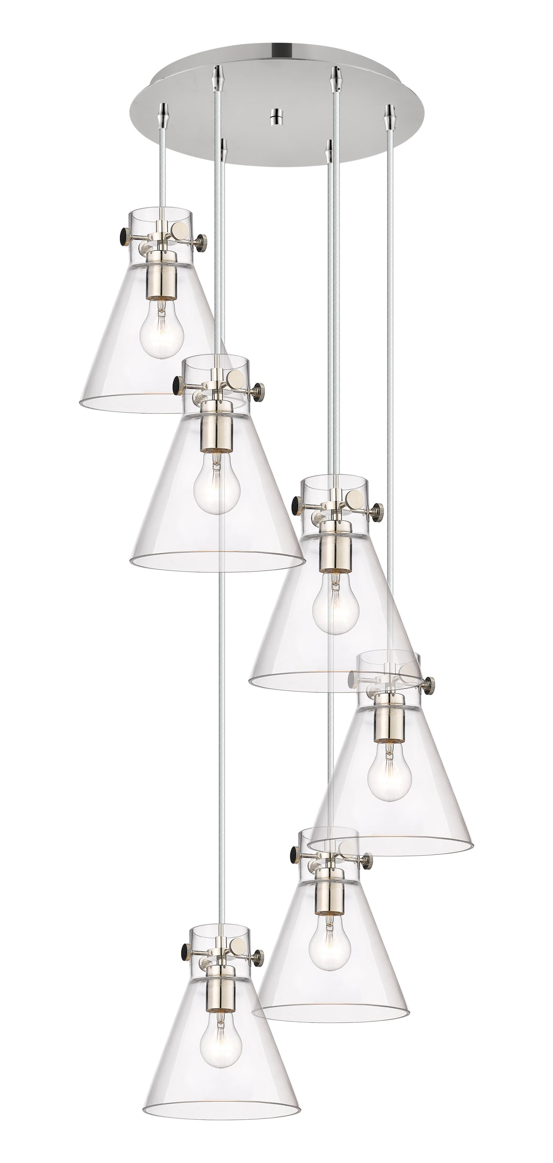 Innovations Lighting Newton Cone 8" Multi Pendant - Polished Nickel Pendants Innovations Lighting   