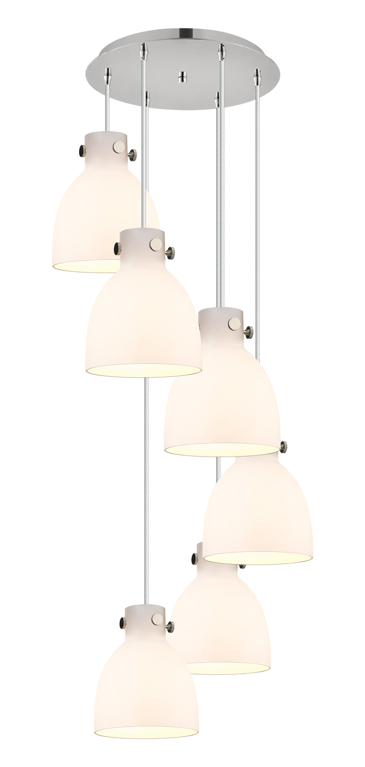 Innovations Lighting Newton Bell 8" Multi Pendant - Polished Nickel Pendants Innovations Lighting White ; Glass Type: Frosted  