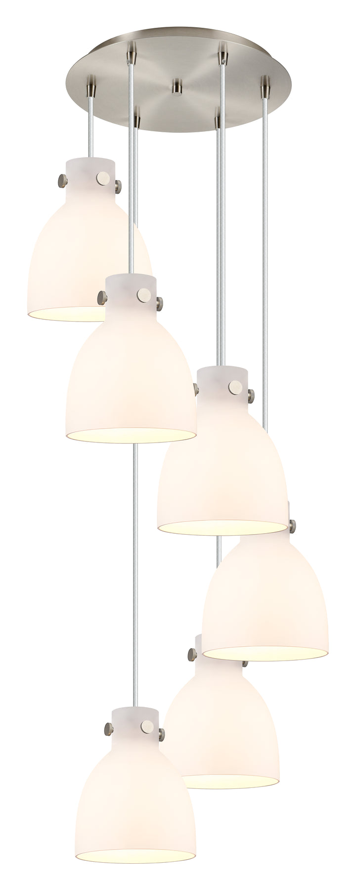 Innovations Lighting Newton Bell 8" Multi Pendant - Brushed Satin Nickel Pendants Innovations Lighting White ; Glass Type: Frosted  