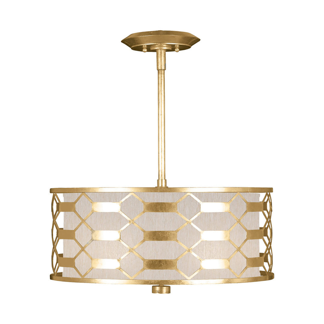 Fine Art Handcrafted Lighting Allegretto 24"W Round Pendant in Standard Gold Leaf w/Champagne Fabric Shade (787540-SF33)