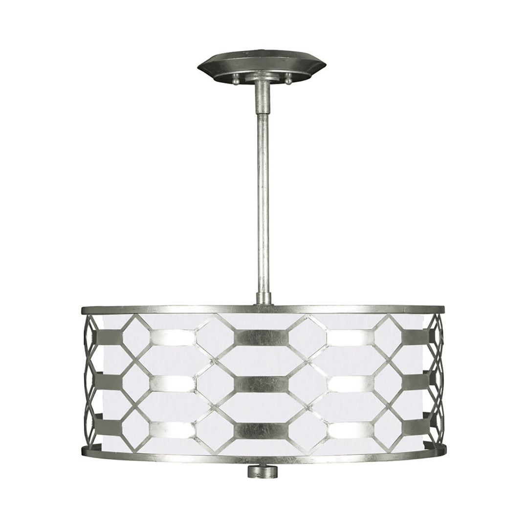 Fine Art Handcrafted Lighting Allegretto 24"W Round Pendant in Standard Silver Leaf w/White Fabric Shade (787540-SF41)