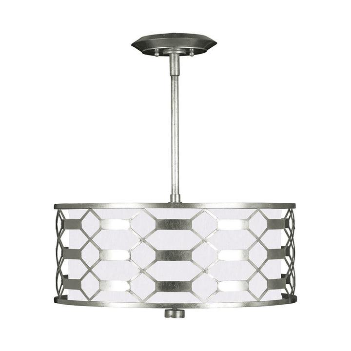 Fine Art Handcrafted Lighting Allegretto 24"W Round Pendant in Standard Silver Leaf w/White Fabric Shade (787540-SF41)