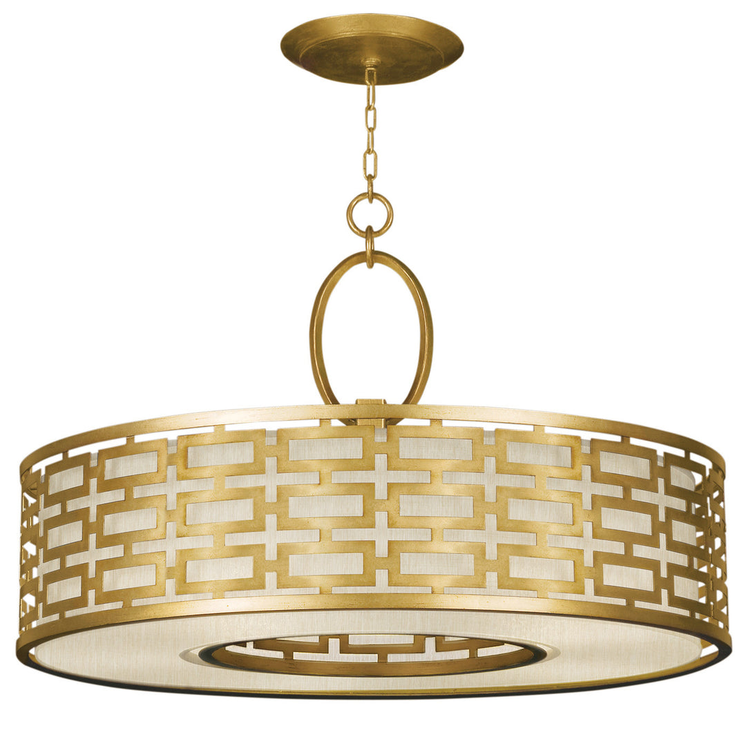 Fine Art Handcrafted Lighting Allegretto 40"W Round Pendant in Standard Gold Leaf w/Champagne Fabric Shade (787640-SF33)
