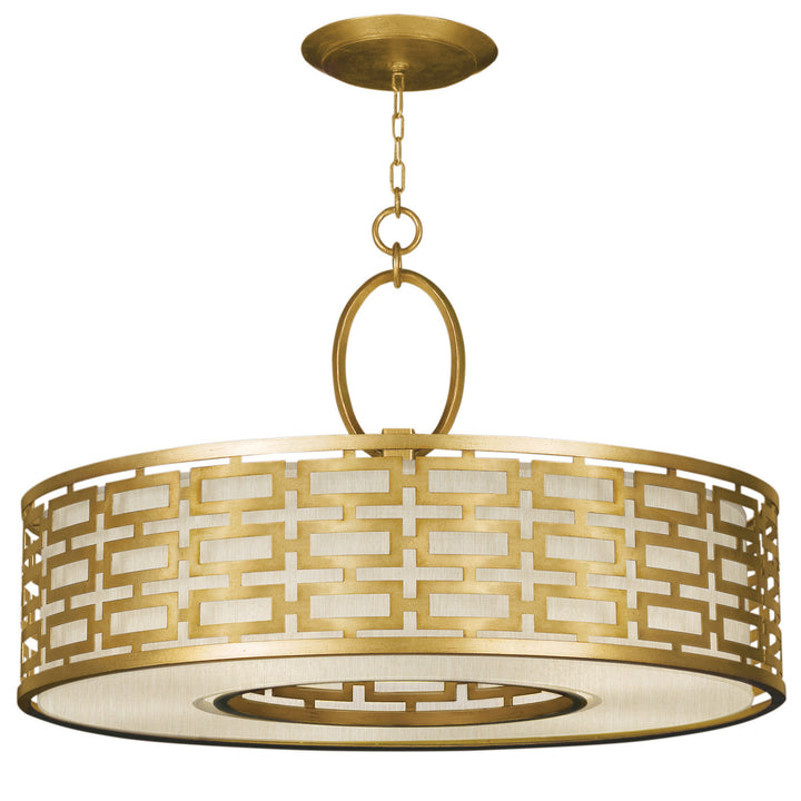 Fine Art Handcrafted Lighting Allegretto 40"W Round Pendant in Standard Gold Leaf w/Champagne Fabric Shade (787640-SF33)