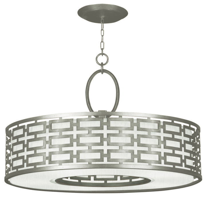 Fine Art Handcrafted Lighting Allegretto 40"W Round Pendant in Standard Silver Leaf w/White Fabric Shade (787640-SF41)
