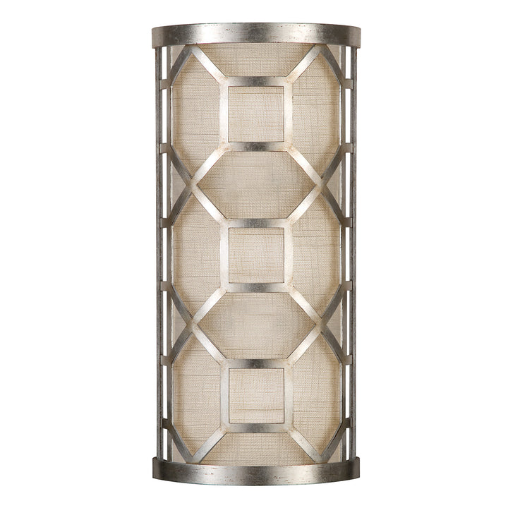 Fine Art Handcrafted Lighting Allegretto 17"H Sconce in Silver Leaf with Brown Highlights w/White Linen Shade (816850GU)