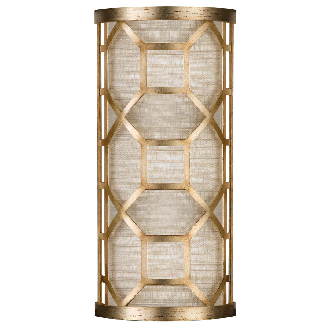 Fine Art Handcrafted Lighting Allegretto 17"H Sconce in Gold Leaf with Brown Highlights w/White Linen Shade (816850-2GU)