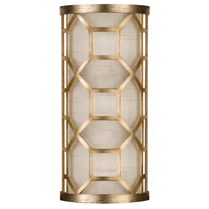 Fine Art Handcrafted Lighting Allegretto 17"H Sconce in Gold Leaf with Brown Highlights w/White Linen Shade (816850-2GU)