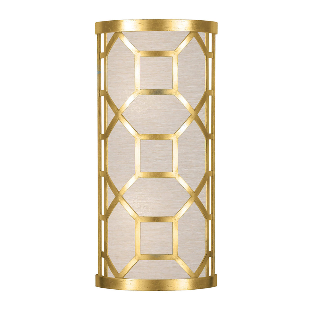 Fine Art Handcrafted Lighting Allegretto 17"H Sconce in Standard Gold Leaf w/Champagne Fabric Shade (816850-SF33)