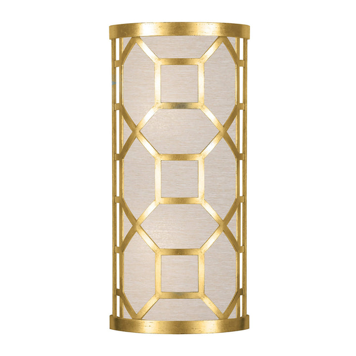 Fine Art Handcrafted Lighting Allegretto 17"H Sconce in Standard Gold Leaf w/Champagne Fabric Shade (816850-SF33)