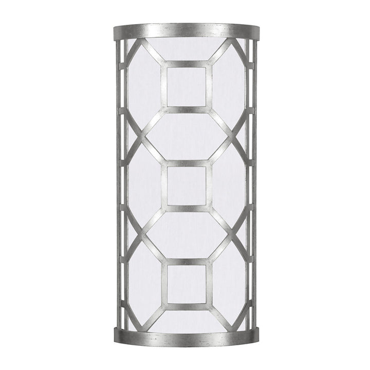Fine Art Handcrafted Lighting Allegretto 17"H Sconce in Standard Silver Leaf w/White Fabric Shade (816850-SF41)