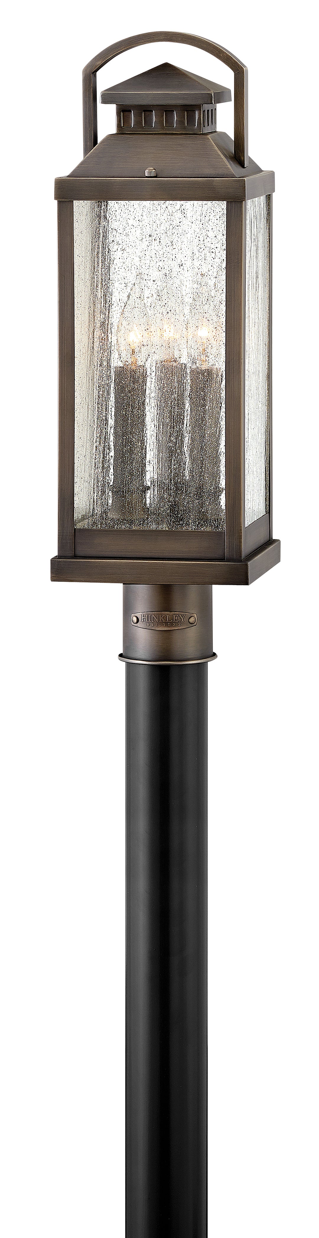 Hinkley Revere Outdoor Post Mount Lantern Large Post Mount Lantern Blackened Brass 1181BLB