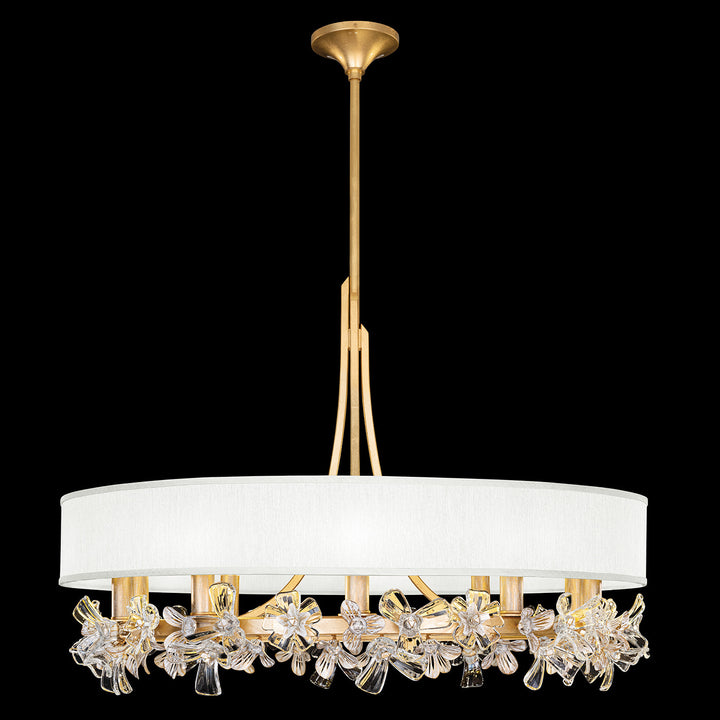 Fine Art Handcrafted Lighting Azu 34.5"W Round Chandelier 915240 in Gold Leaf w/White Fabric Shades (915240-21ST)
