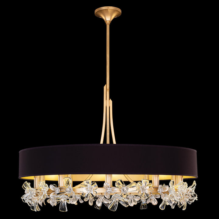 Fine Art Handcrafted Lighting Azu 34.5"W Round Chandelier 915240 in Gold Leaf w/Black Fabric & Gold Inner Lining Shades (915240-23ST)