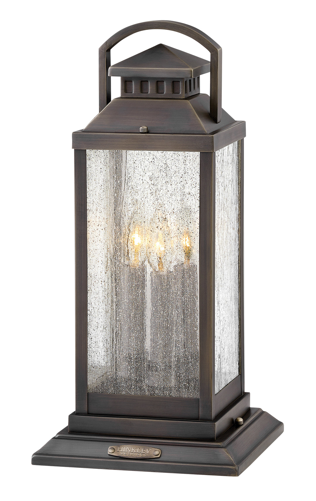 Hinkley Revere Outdoor Pier Mount Lantern Medium Pier Mount Lantern Blackened Brass 1187BLB